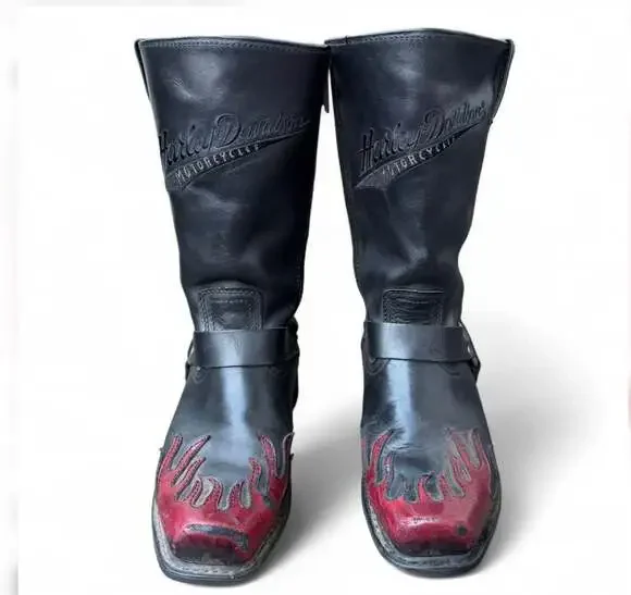 Mens Harley Davidson boots Slayton D93141 leather black oil resisting - Picture 1 of 10